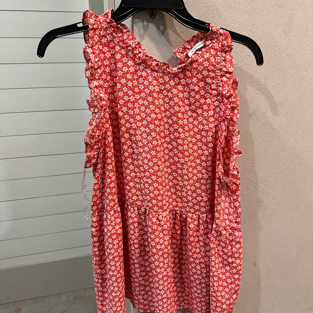 Red Floral Sleeveless Top